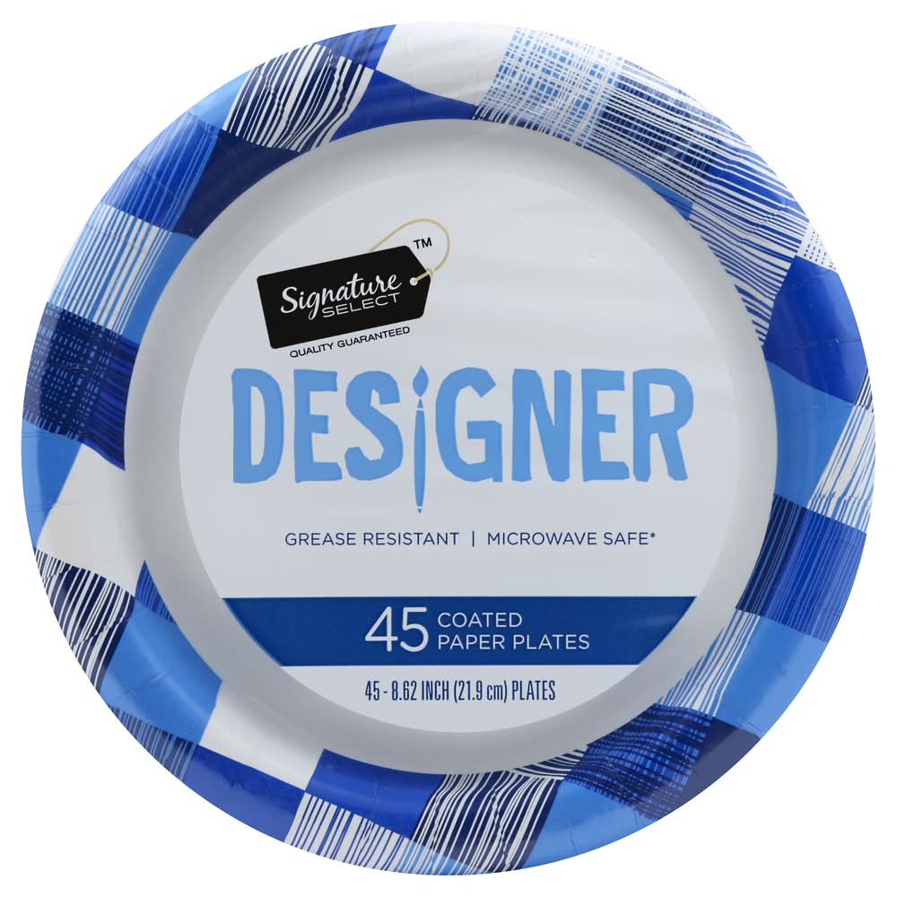 Signature Select Designer Coated Paper Plates, 8.62 in (45 ct)