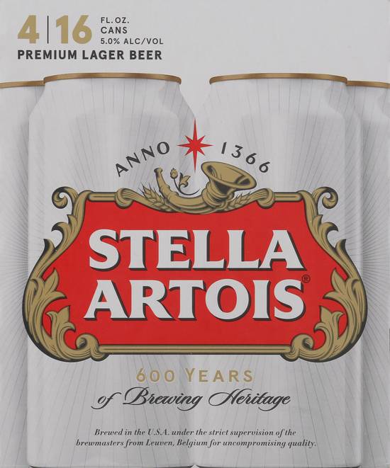 Stella Artois Lager Beer (4 ct, 16 fl oz )