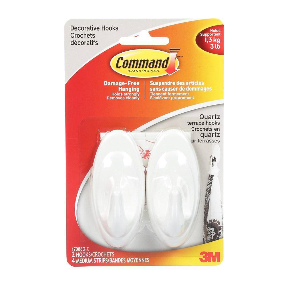 Command Terrace Hook 17086q-c, Medium, Quartz