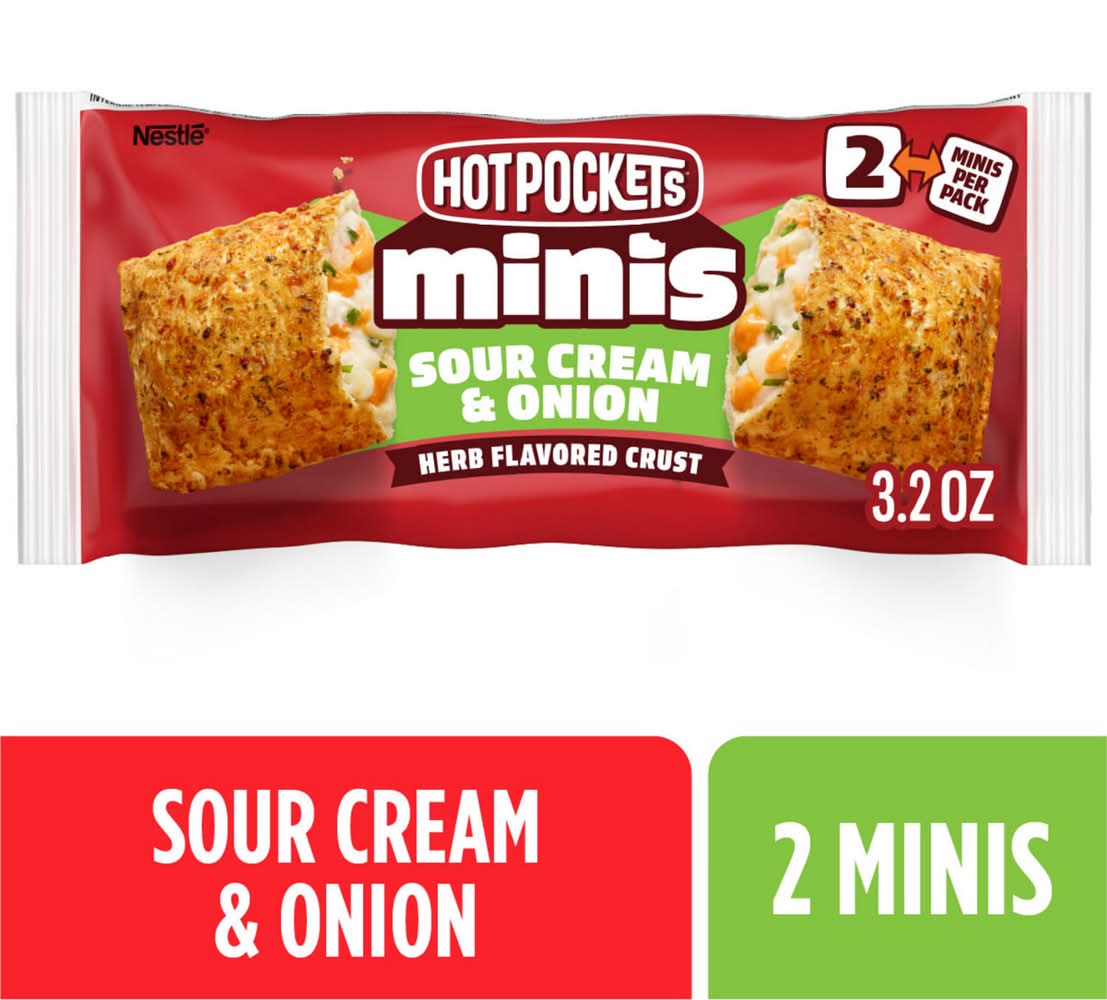Hot Pockets Minis Sour Cream & Onion Herb Flavored Crust Bite Size Snacks Frozen Sandwiches Frozen Snacks 2 Minis 1pk