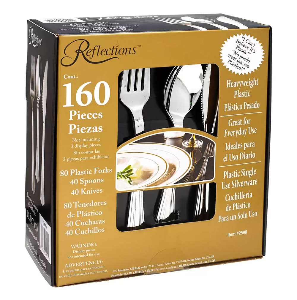 Reflections · Tenedores, cucharas y cuchillos de plástico 160 piezas (141,69 g)