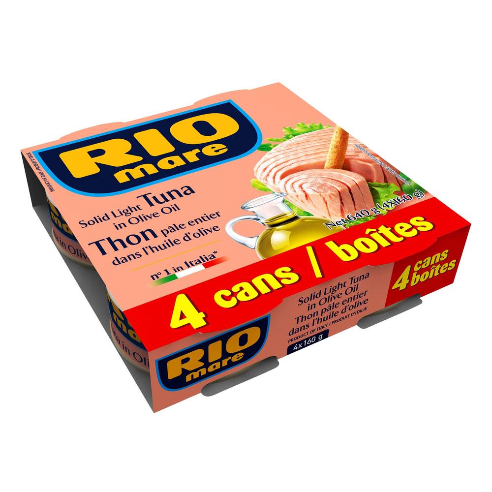 Rio Mare Solid Light Tuna In Olive Oil, 4 X 160 G