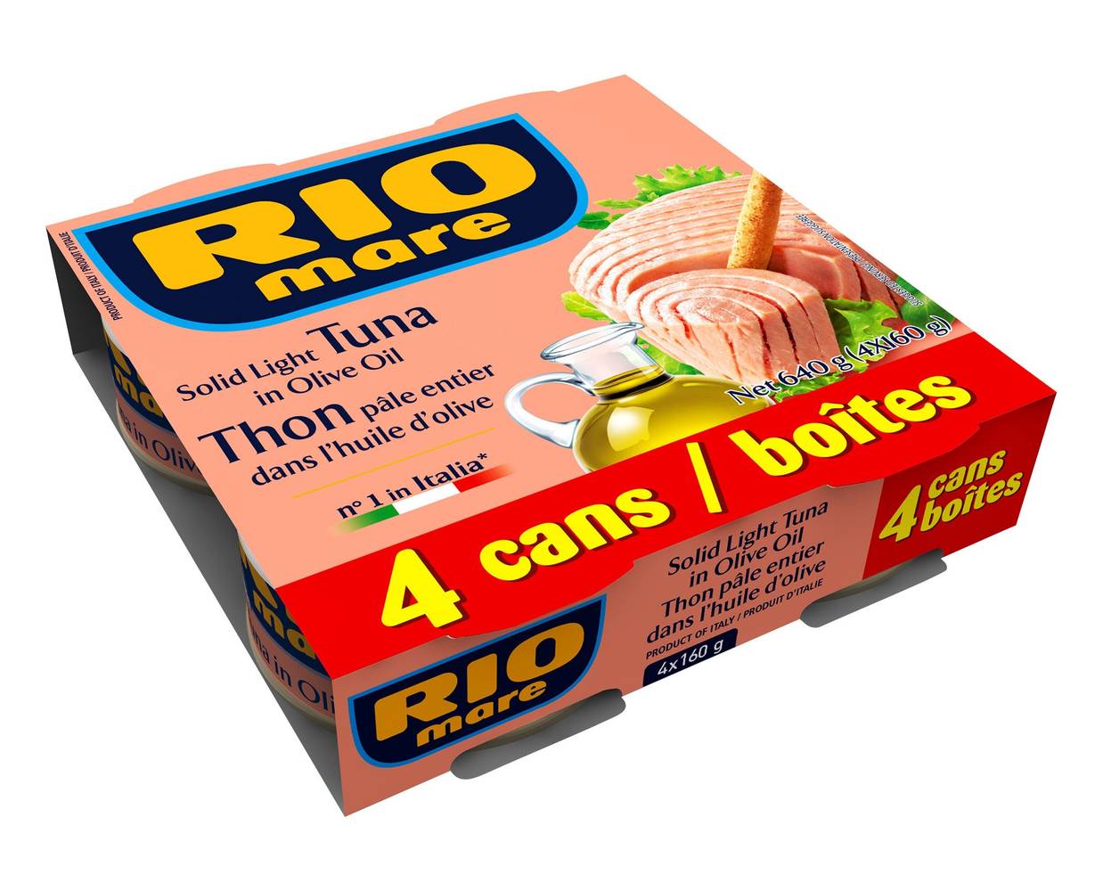 Thon Pâle Entier Rio Mare, Dans L’Huile D’Olive, 4 × 160 G / Rio Mare Solid Light Tuna In Olive Oil, 4 X 160 G