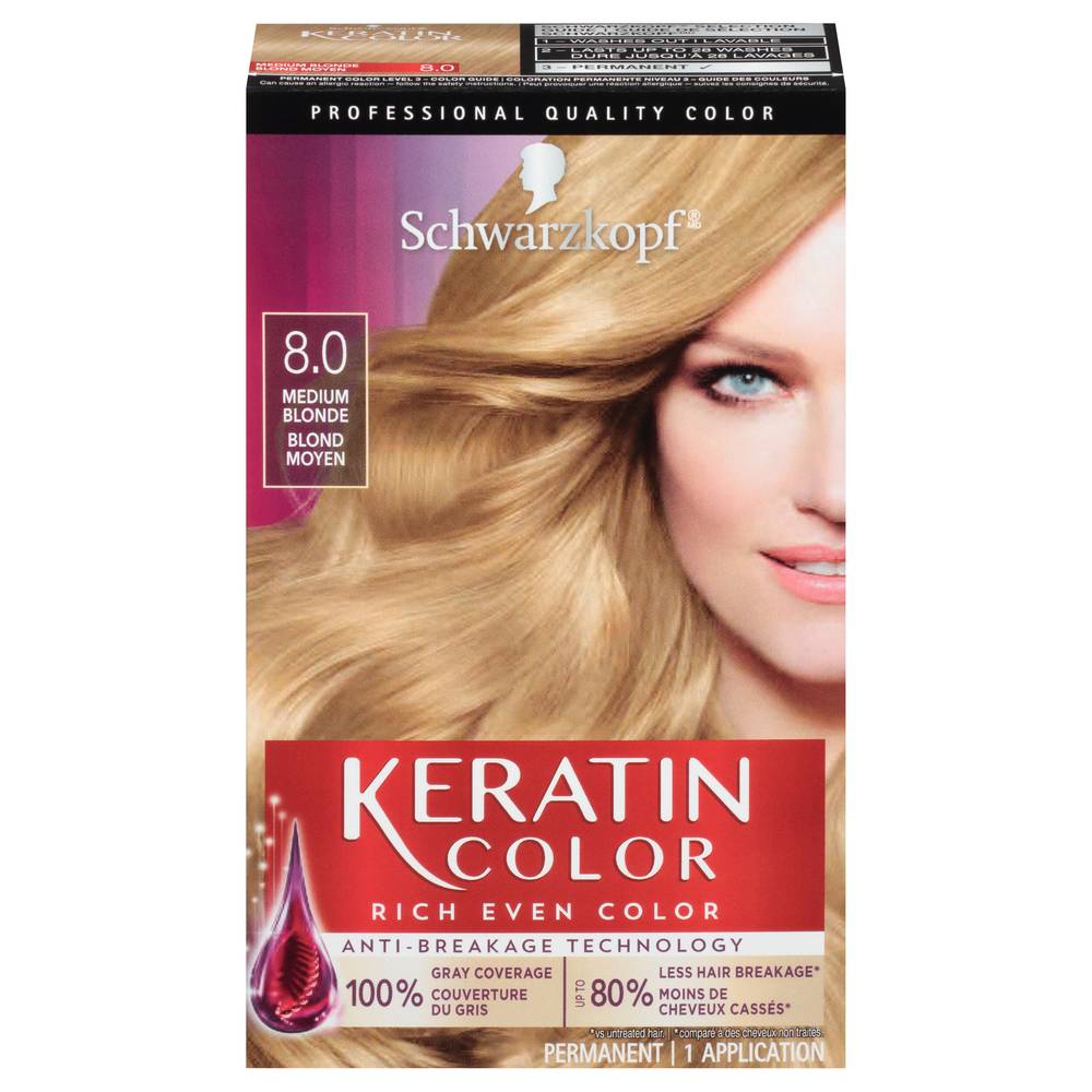 Keratin Color 8.0 Medium Blonde Keratin Permanent Hair Color (9 oz)