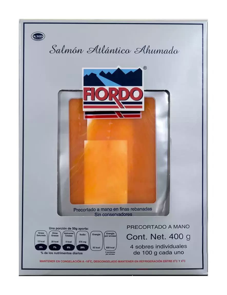 Fiordo · Salmón atlántico ahumado precortado a mano (5 x 100 g)