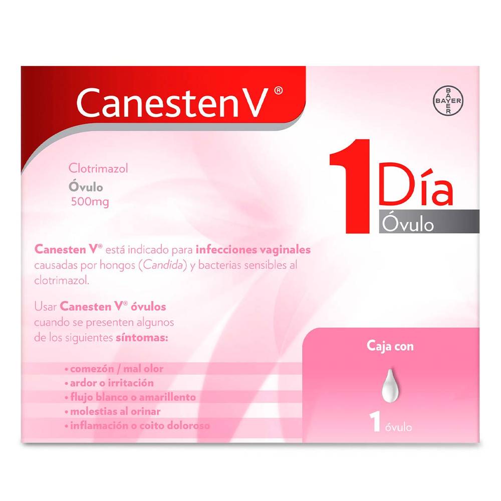 Canesten V · 1 Día óvulo clotrimazol 500 mg
