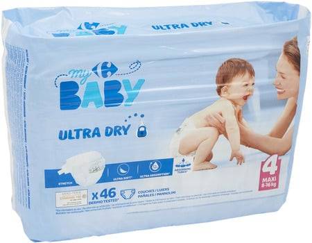 Carrefour Baby - Couches taille 4 maxi 8 à 16 kg (45 pièces)