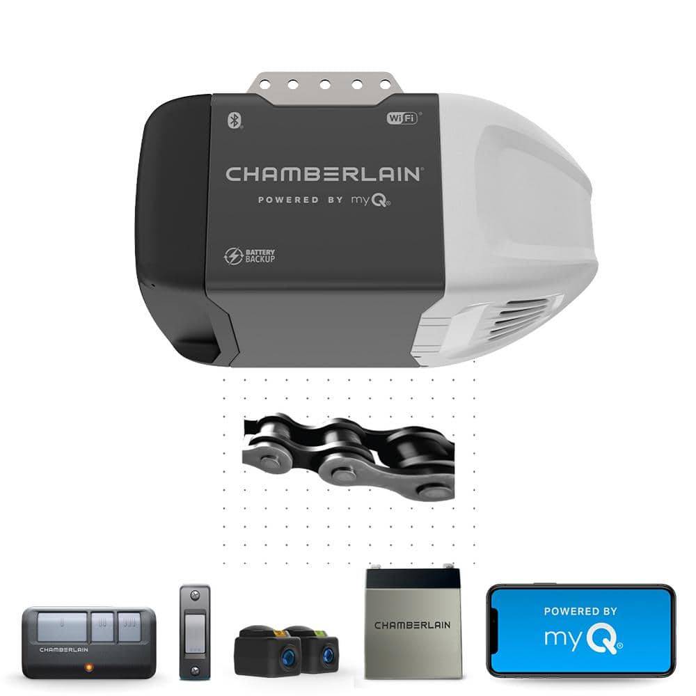 Chamberlain 1/2 Hp Smart Chain Drive Garage Door Opener With Battery Backup