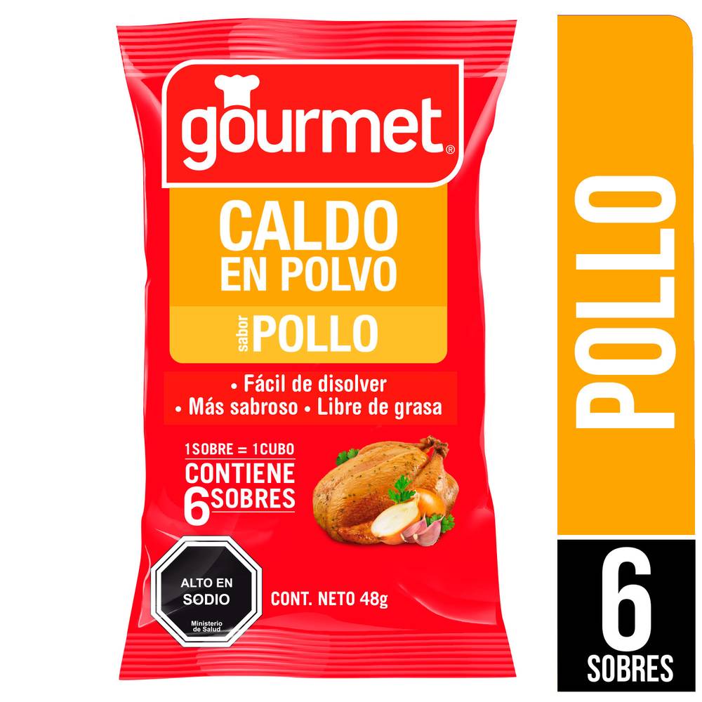 Gourmet caldo en polvo sabor pollo (bolsa 6 u x 8 g c/u)