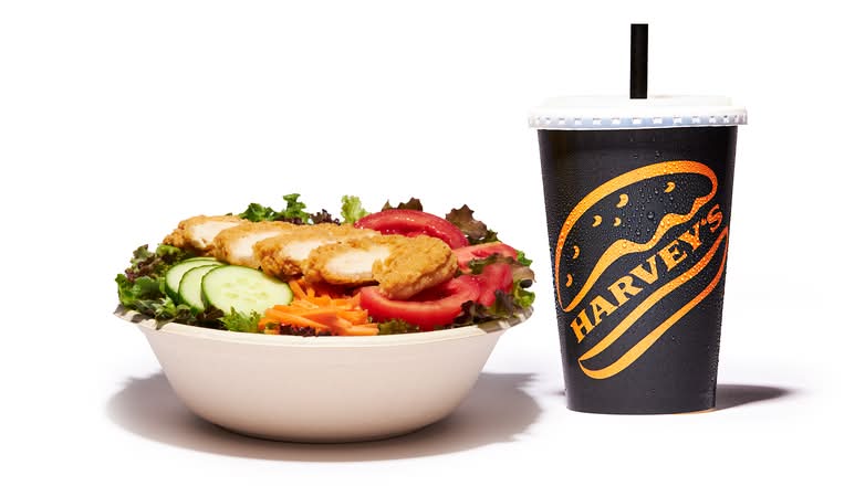 Crispy Chicken Salad with 20oz Soft Drink 460-730 cals