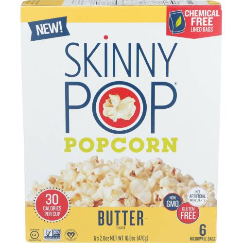 Skinny Pop Butter Microwave Popcorn 6 Pack