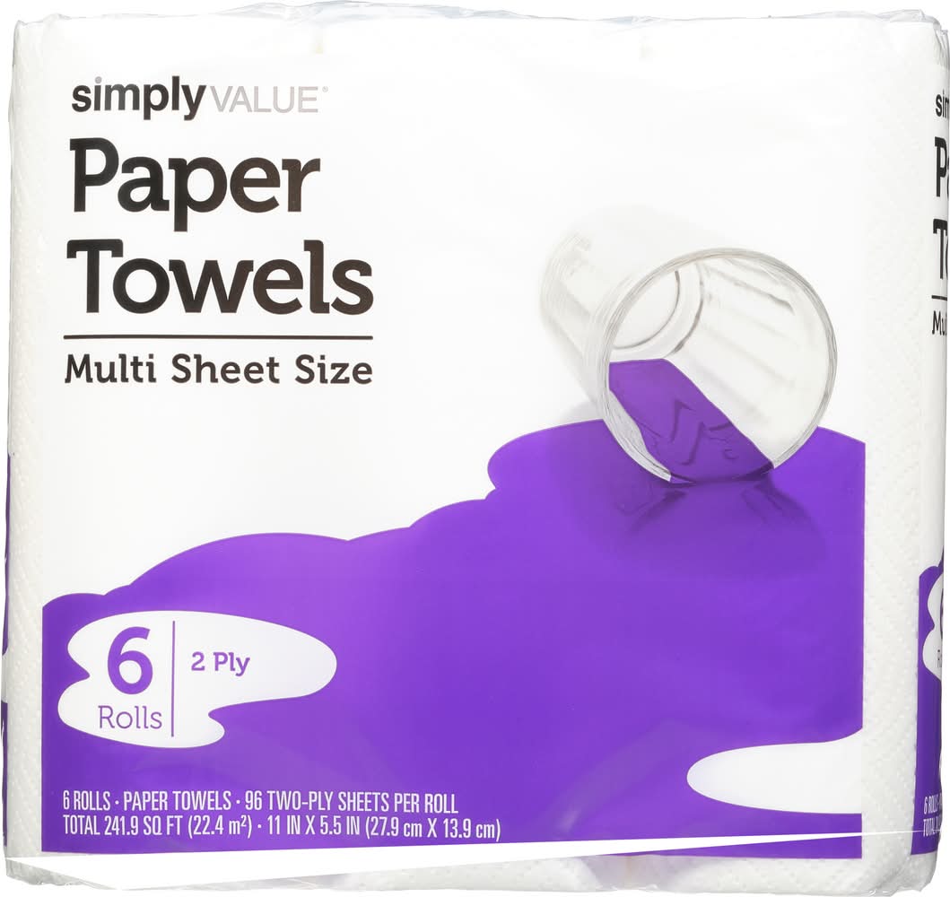Simply Value 2-Ply Paper Towels, 11x5.5 in (6 ct)