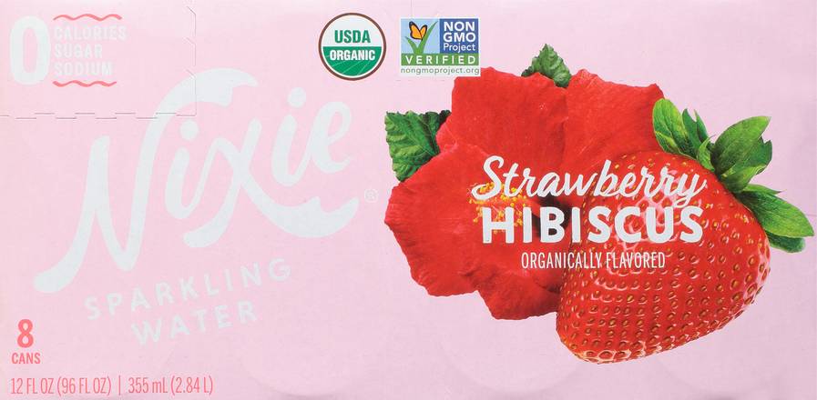 Nixie Strawberry Hibiscus Sparkling Water (8 pack, 12 fl oz)