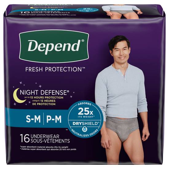 Depend Night Defense Mens For Men Underwear Small (16 ct)