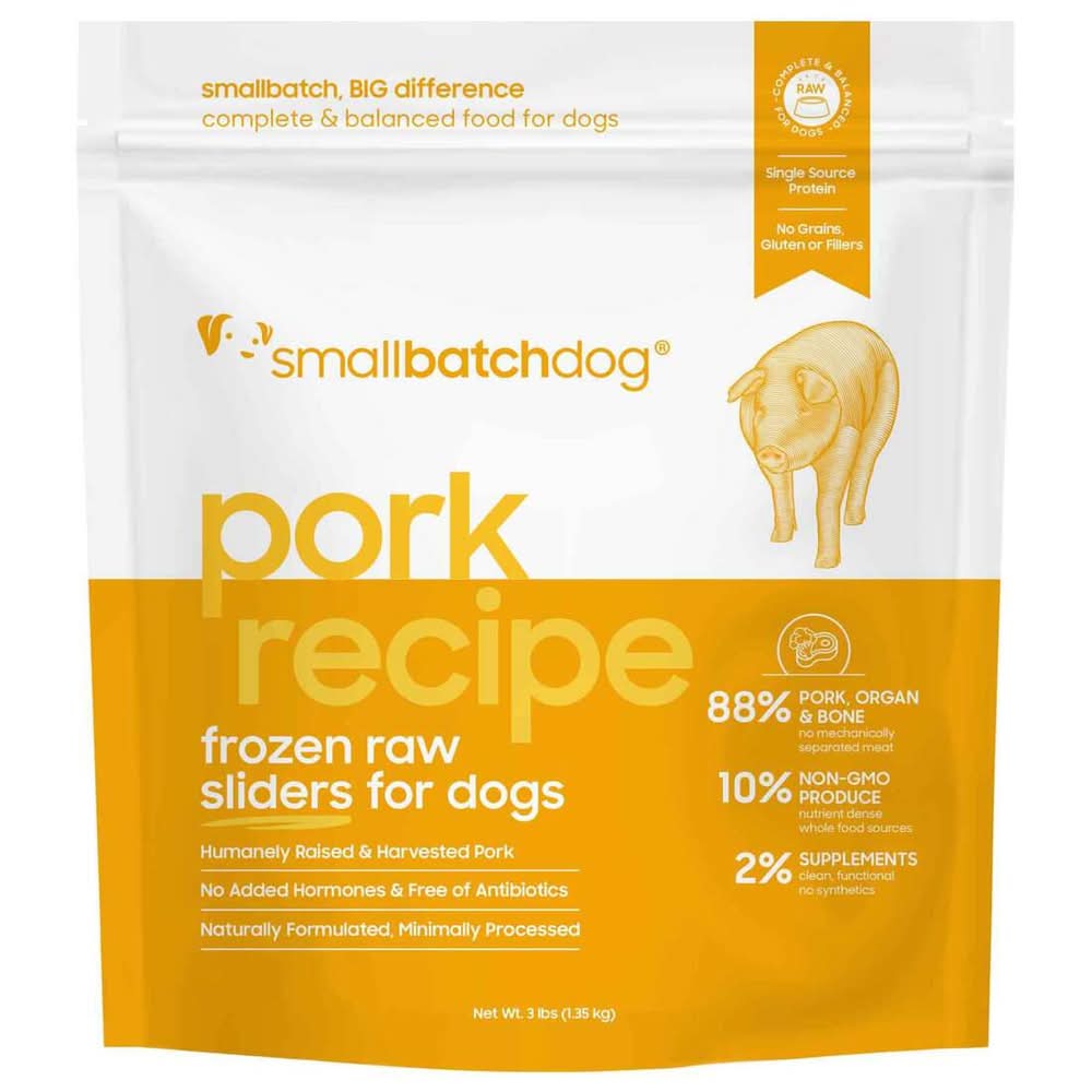 Smallbatch Frozen Raw Sliders For Dogs, Pork (3 lbs)