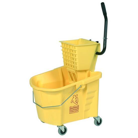 Continental Commercial Splash Guard 35 Qt. Yellow Wringer Mop Bucket With Side Press (20.4 lbs)