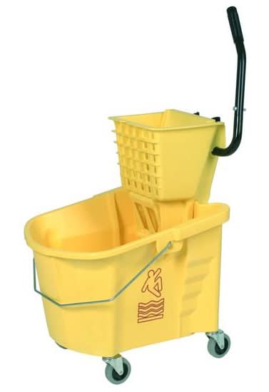 Continental Splash Guard Wringer Mop Bucket With Side Press 35 Qt, 18 in, Yellow