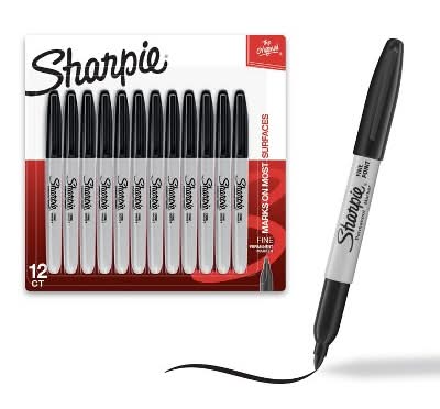 Sharpie Fine Permanent Markers, Black (12 ct)