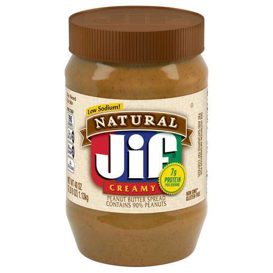 Jif Natural Low Sodium Creamy Peanut Butter (40 oz)