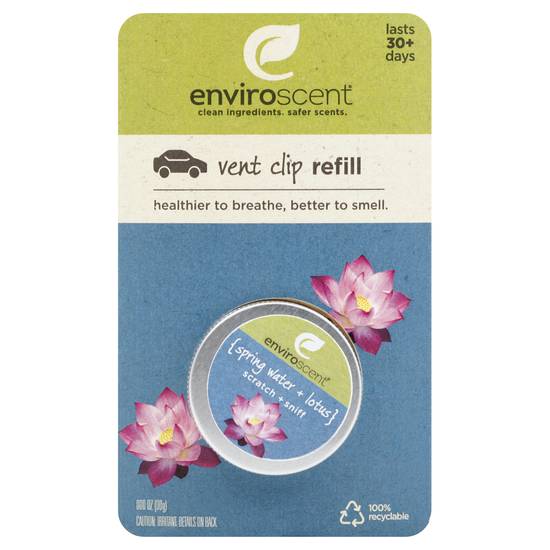 Enviroscent Spring Water & Lotus Scent Vent Clip Refill