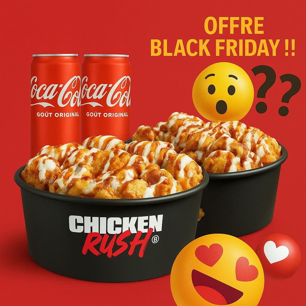 🖤 OFFRE BLACK FRIDAY !! 2 Crousty Rush + 2 Boissons + 2 Desserts du Chef OFFERTS 😱🍰