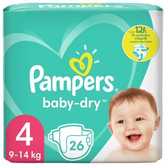 Pampers - Baby dry couches taille 4, 9-14kgs (26 pièces), Delivery Near  You