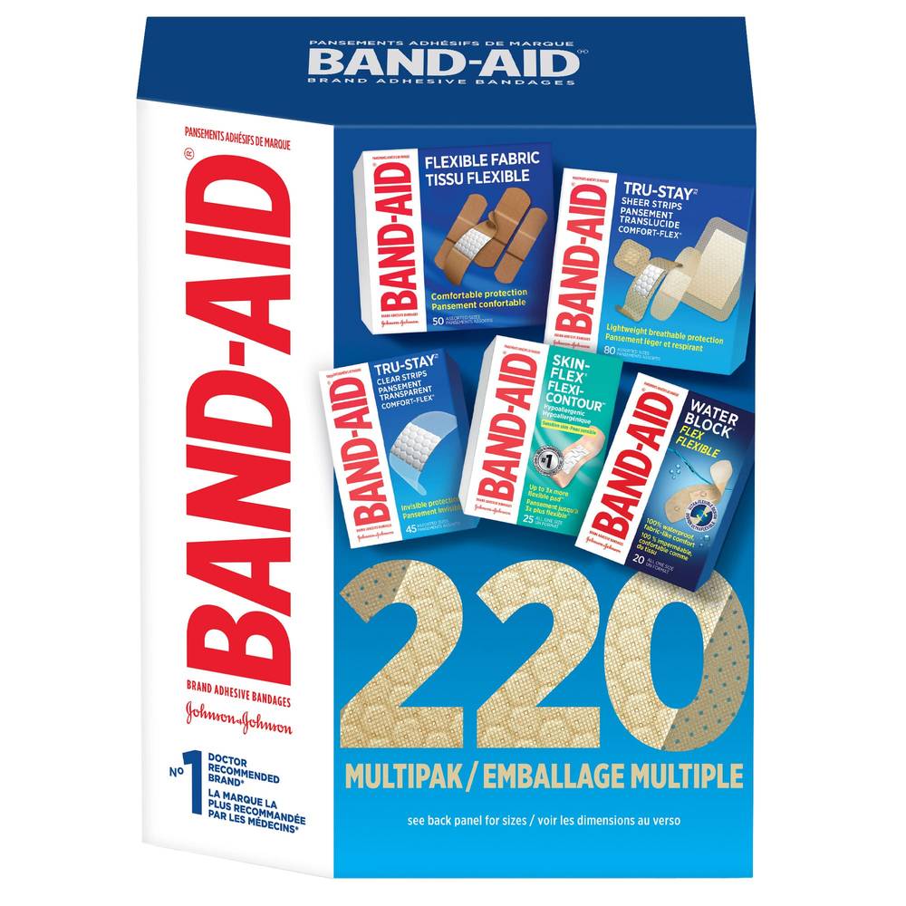 Band-Aid Pansements adhésifs tailles assortis (220 units) - Adhesive plasters assorted sizes (220 units)