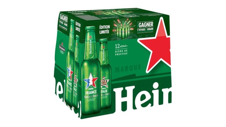 Heineken Bière blonde 5% vol. Les 12 bouteilles de 25cl