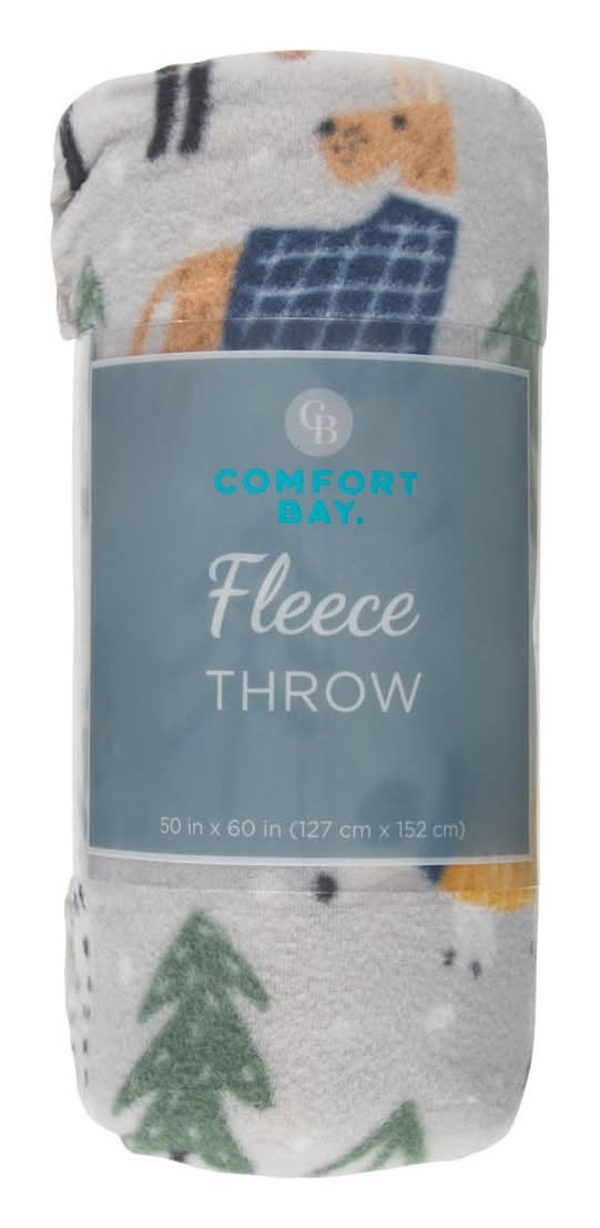 Comfort Bay Fleece Throw Blanket 50 In X 60 In Assorted