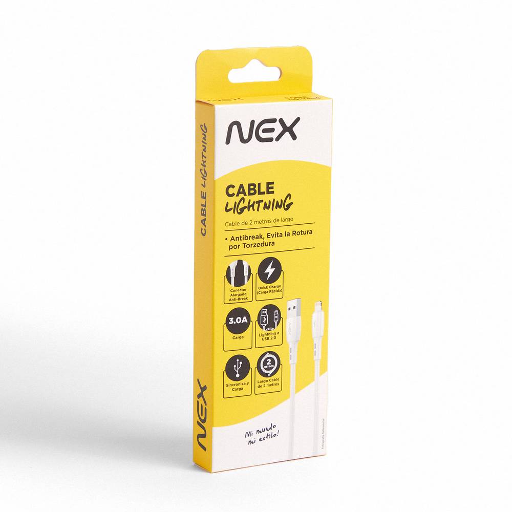 Nex cable lightning a usb 2.0 blanco (2 m)