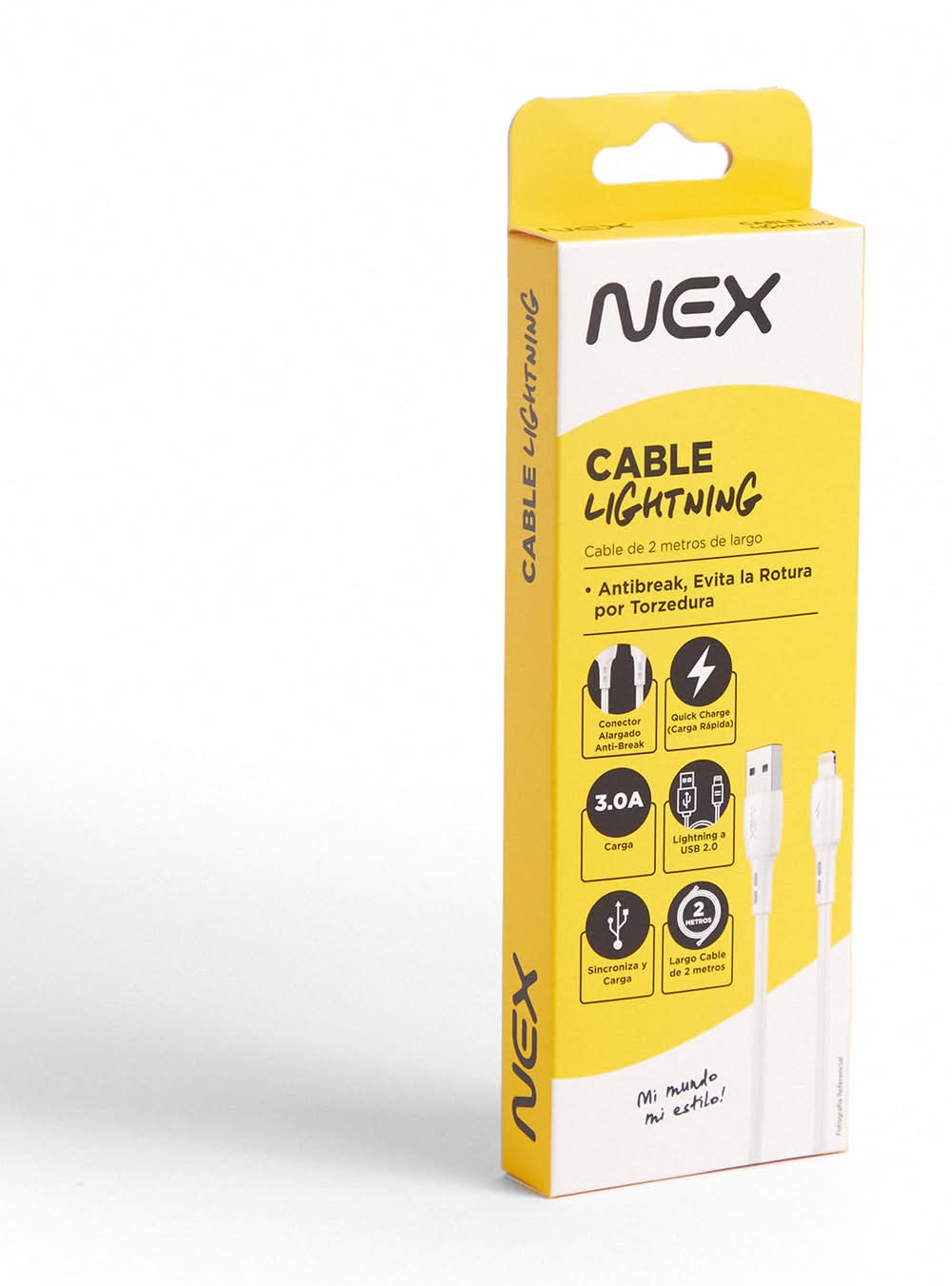 NEX · Cable lightning a usb 2.0 blanco (50 g)