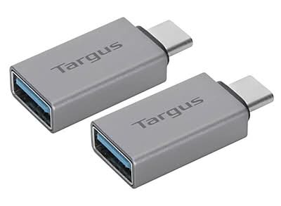 Targus USB-A to USB-C Adapter, Male to Female, Silver, 2/Pack (ACA979GL)