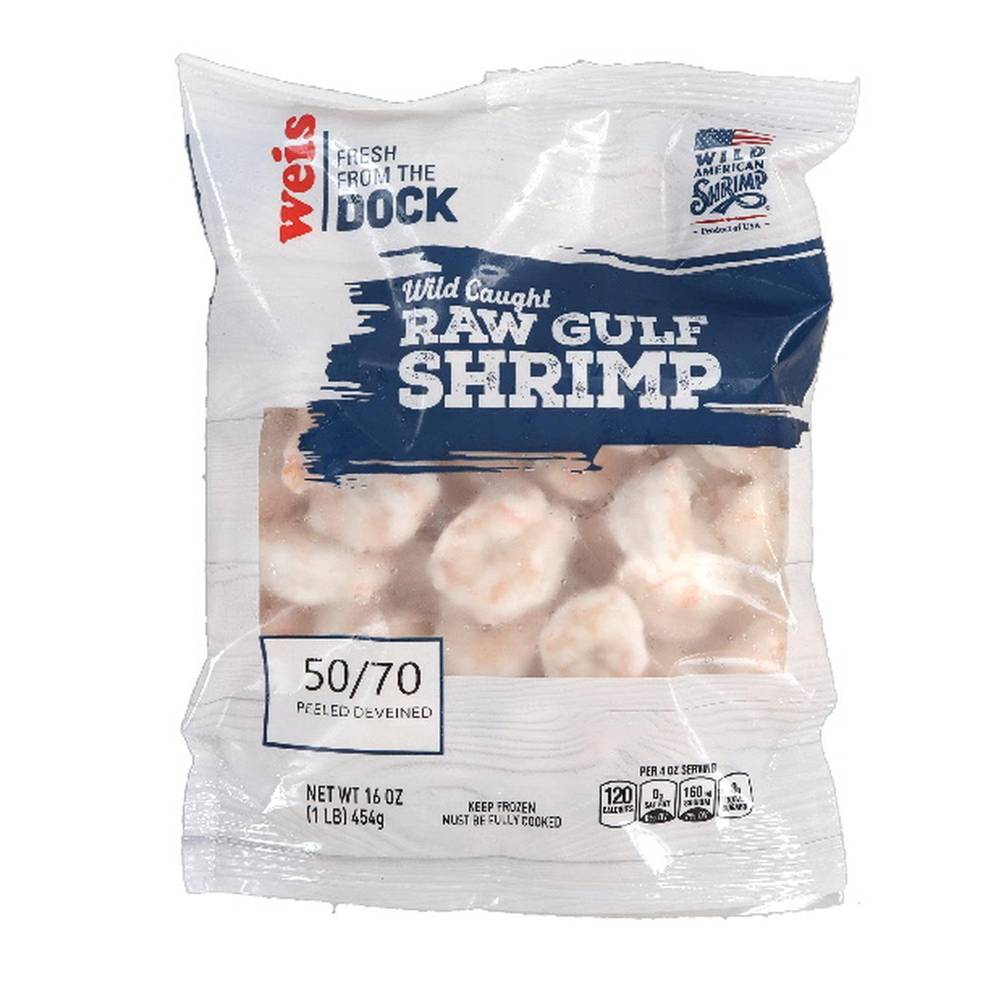 Weis Fresh From the Dock Large Gulf Shrimp 50/70 Count Peeled and Deveined Wild Caught Raw (16 oz)