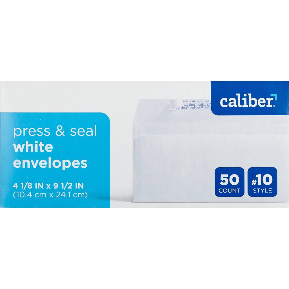 Cailber Press & Seal White Envelops, 50 ct