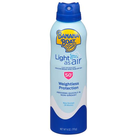Banana Boat Light As Air Spf 50+ Weightless Protection Clear Sunscreen Spray