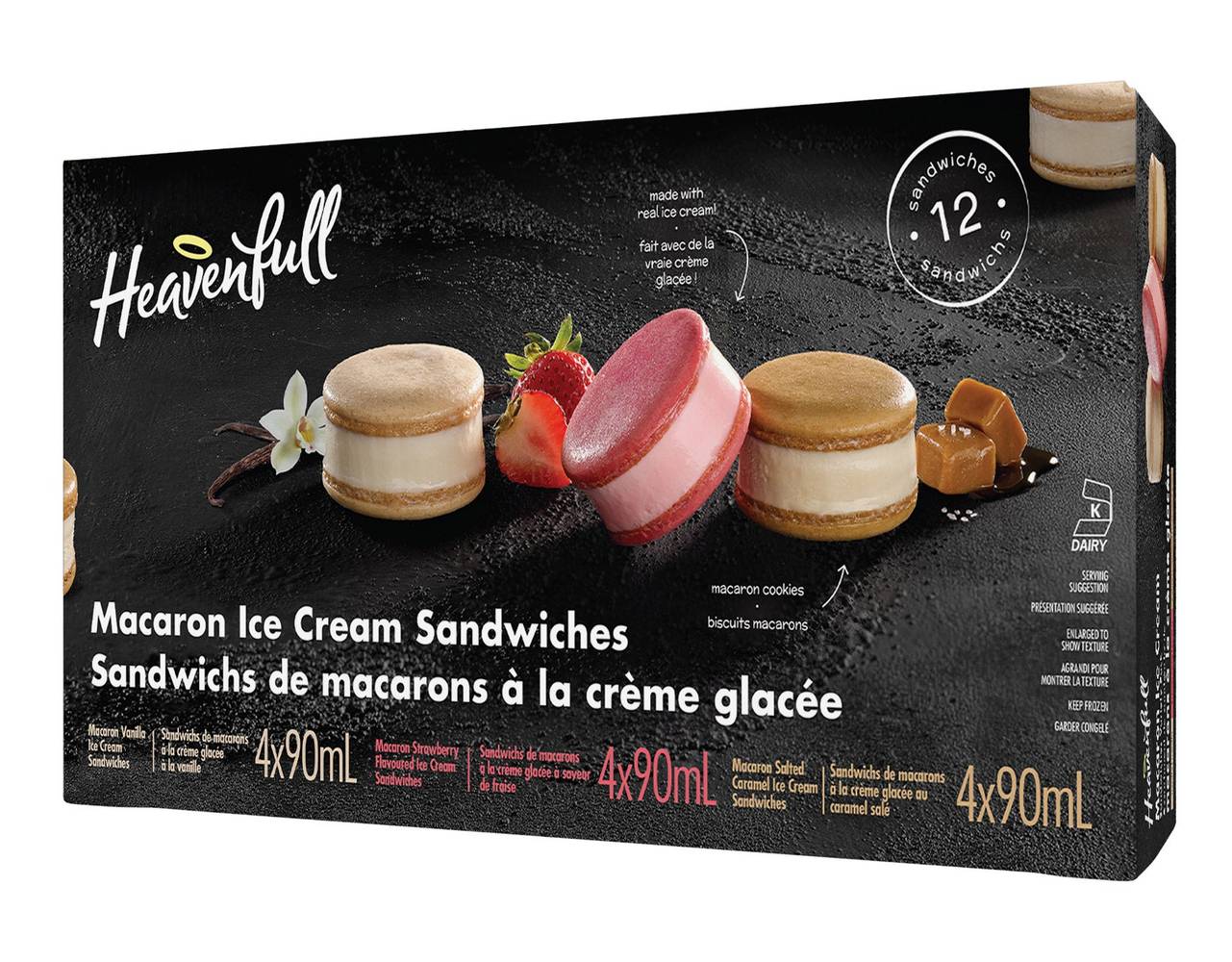 Heavenfull - Sandwichs De Macarons À La Crème Glacée, 12 × 90 Ml / Heavenfull Macaron Ice Cream Sandwiches, 12 × 90 Ml