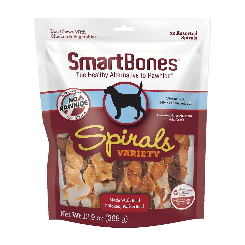 Smartbones Spirals Variety Dog Chews (chicken-beef-pork)