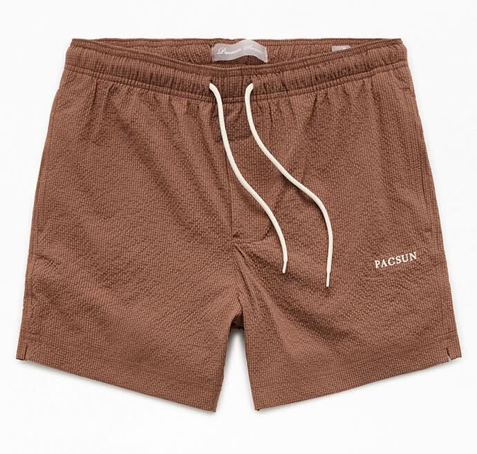 Men's  Seersucker 4.5" Swim Trunks Brown S