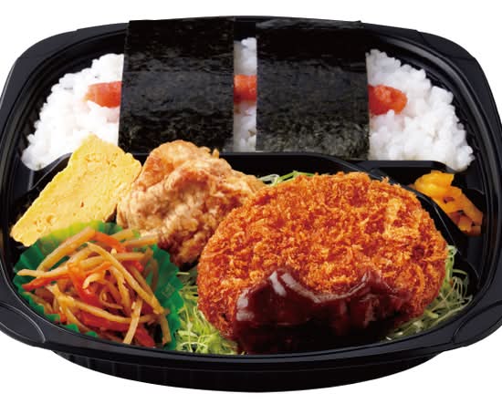 �肉じゃがコロッケのり明太弁当 Meat and potato croquette lunch box with nori and cod roe