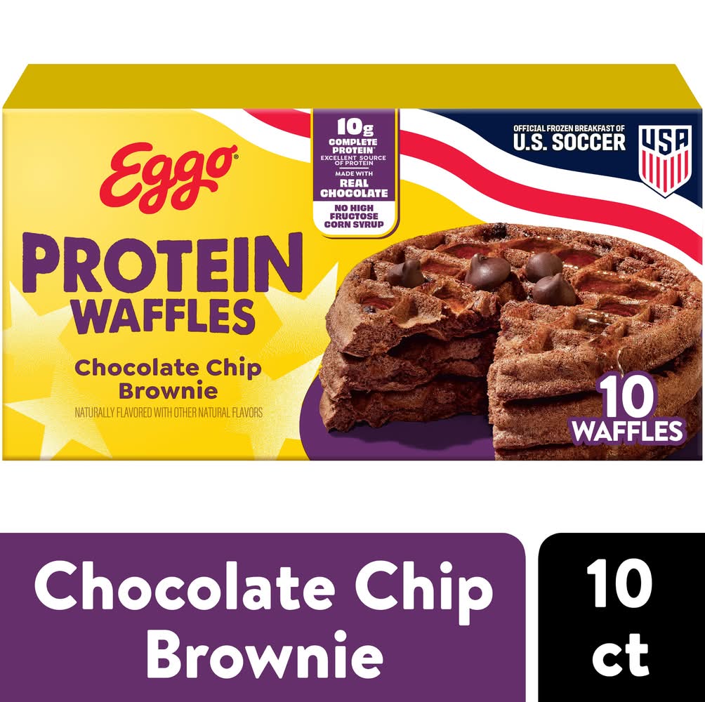 Eggo Protein Waffles, Chocolate Chip Brownie (12.3 oz, 10 ct)
