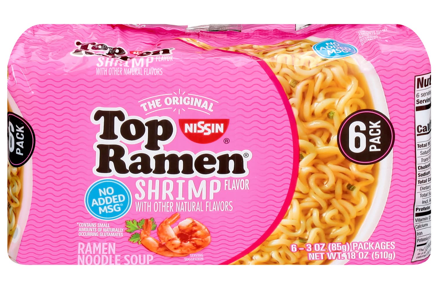 Top Ramen Noodle Soup, Shrimp (18 oz, 6 ct)