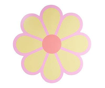 Yellow Retro Daisy Round Plastic Placemat