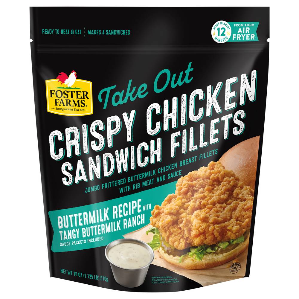 Foster Farms Buttermilk Recipe Crispy Chicken Sandwich Fillets (1.12 lbs)