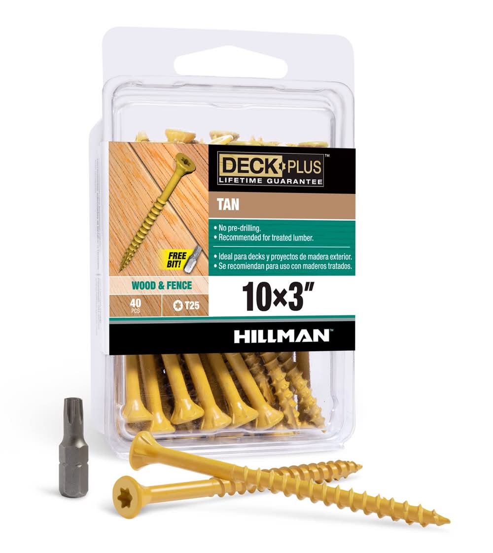 Hillman Deck Plus No. 10 Ga. X 3 In. L Tan Star Flat Head Exterior Deck Screws 40 Pk