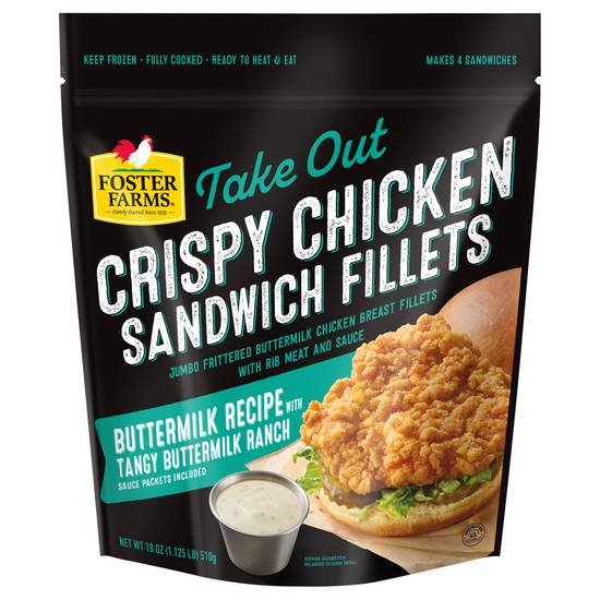 Foster Farms Buttermilk Recipe Crispy Chicken Sandwich Fillets (18 oz)