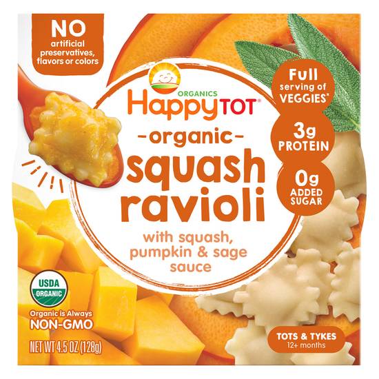 Happy Tot Organic Squash Ravioli 12+ Months Tots & Tykes