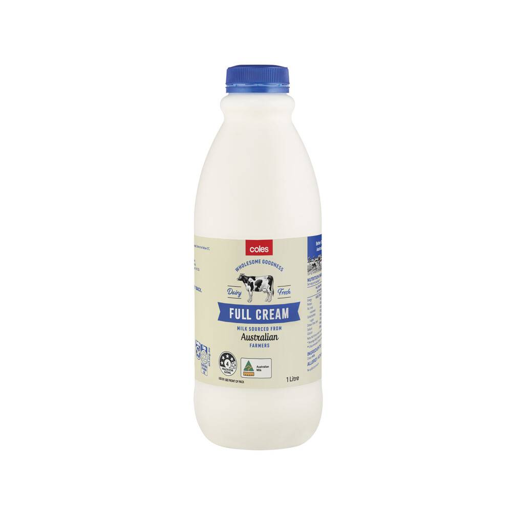 Coles Full Cream Milk 1L
