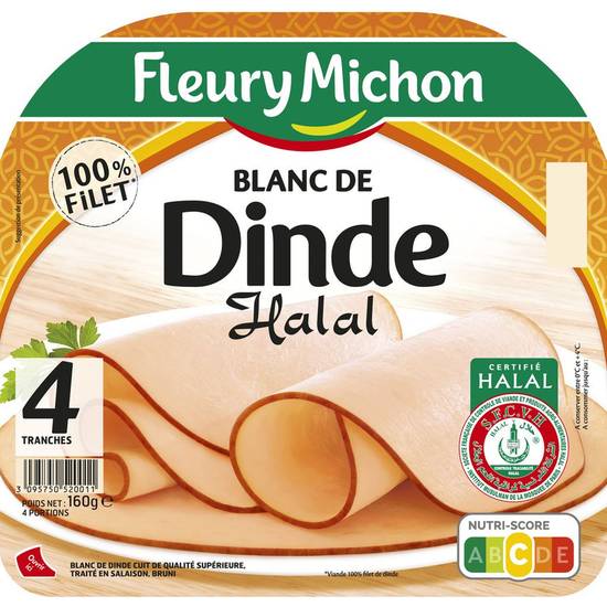 Blanc de dinde halal en tranches FLEURY MICHON 4x40g