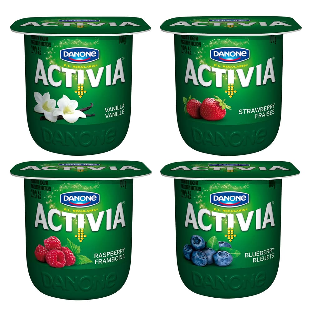 Activia Yogurt 24X100G Wcsl 21 Ecsl 21 P144 / Activia Probiotic Assorted Flavours Yogurt, Vanilla, Strawberry, Raspberry, Blueberry (24 x 100 g)