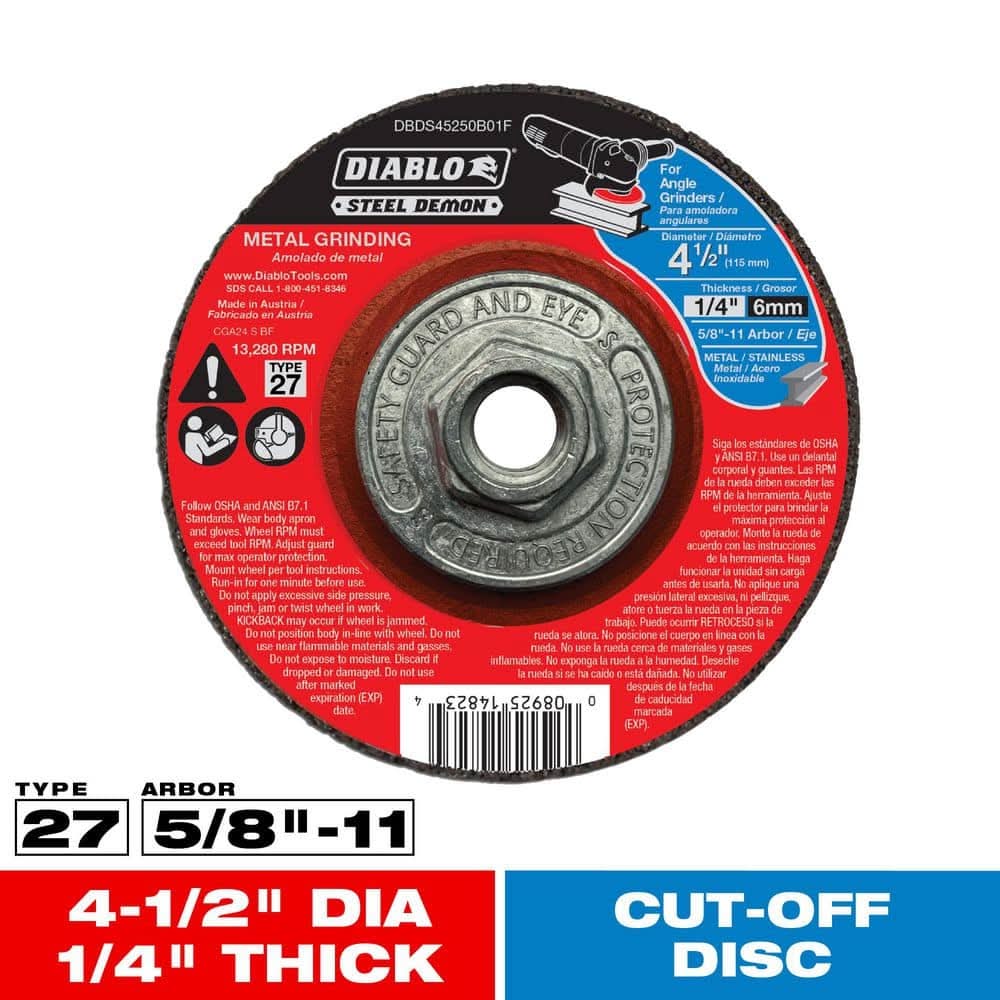 Diablo Steel Demon 4-1/2 In. X 1/4 In. X 5/8 In.-11 Metal Dc Grinding Type 27 Hub